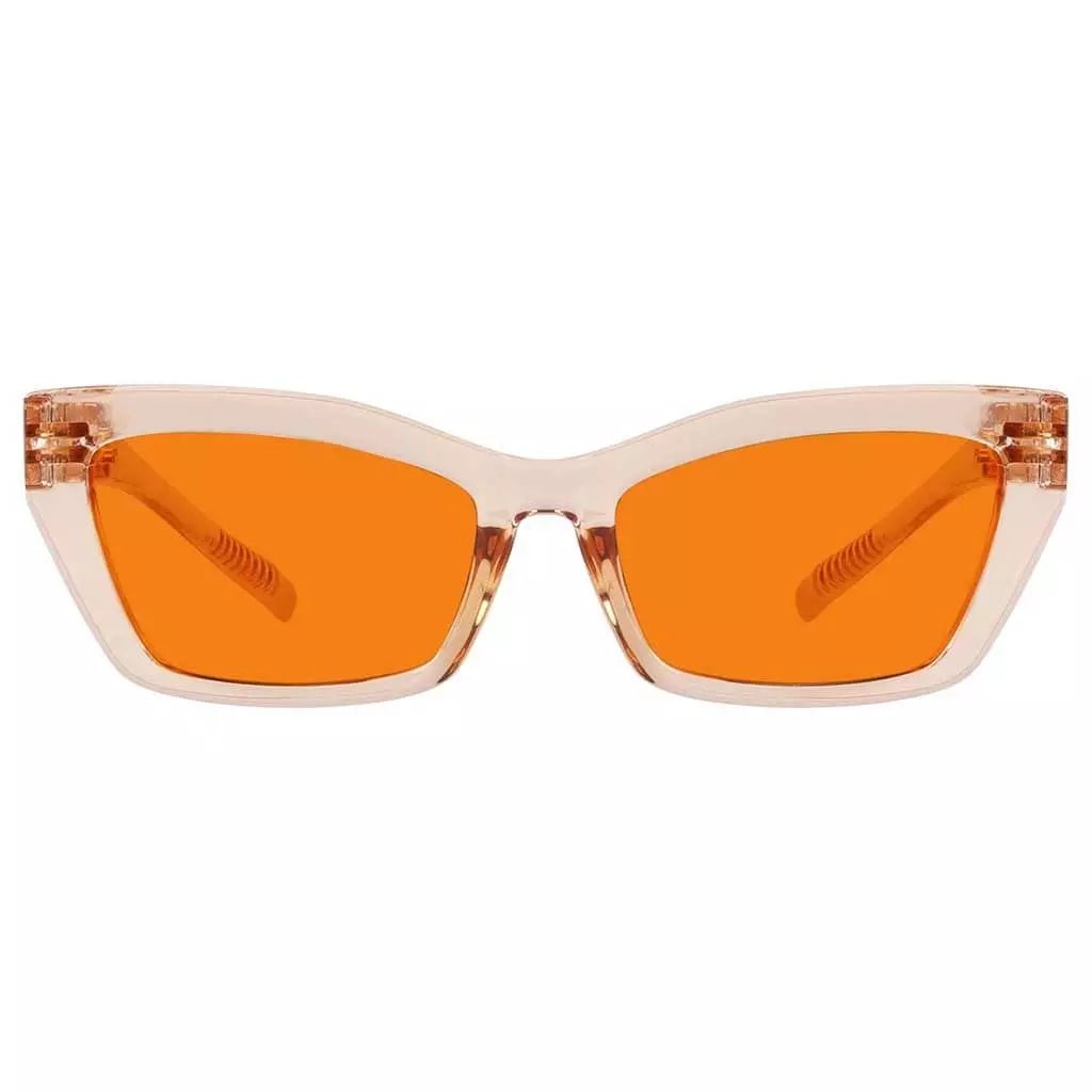 100% Blue Blocking Glasses Orange Lens Cat-eye Metalless Screwless R2516-B98