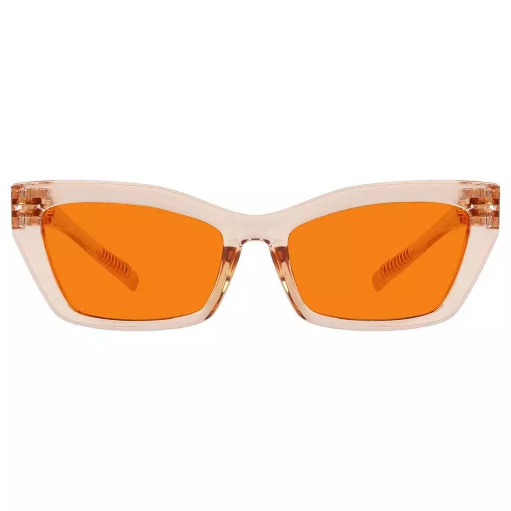 100% Blue Blocking Glasses Orange Lens Cat-eye Metalless Screwless R2516-B98