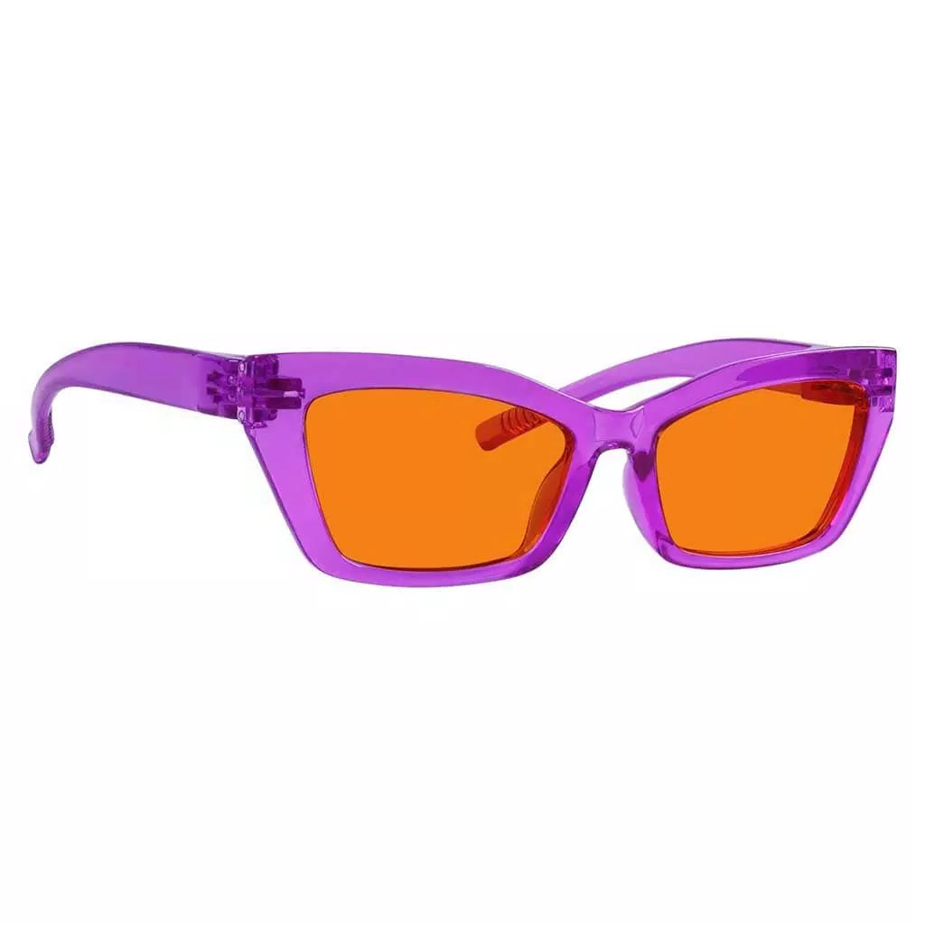 100% Blue Blocking Glasses Orange Lens Cat-eye Metalless Screwless R2516-B98
