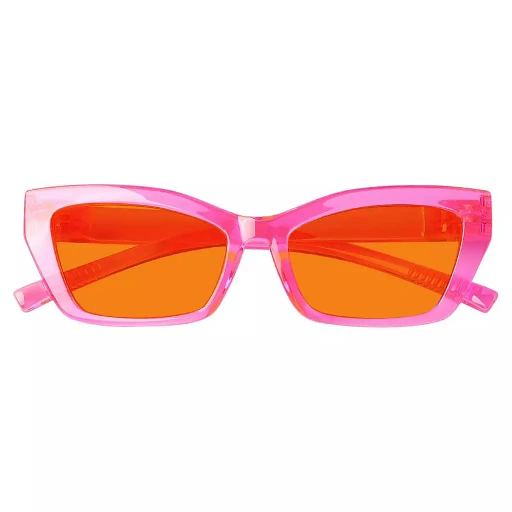 100% Blue Blocking Glasses Orange Lens Cat-eye Metalless Screwless R2516-B98
