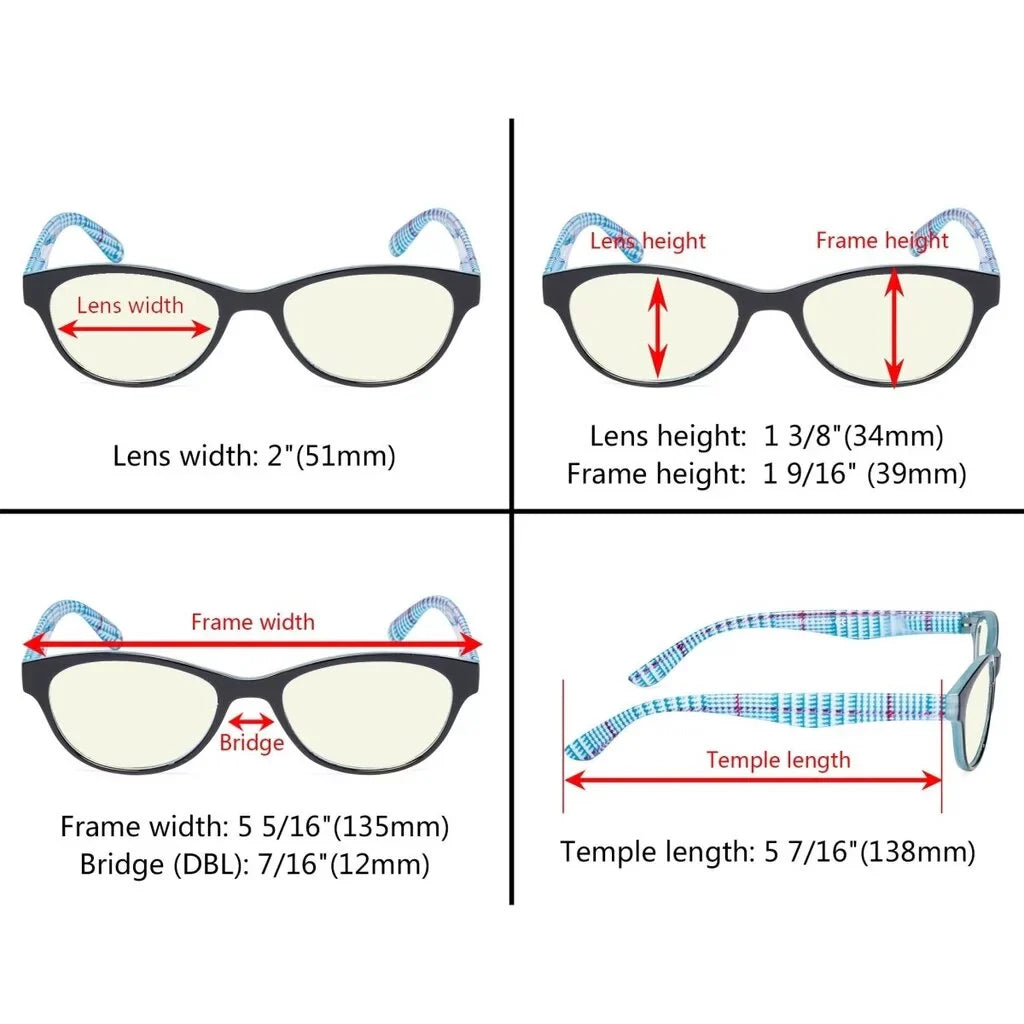 Cat Eye Patterned Blue Light Blocking Glasses Women