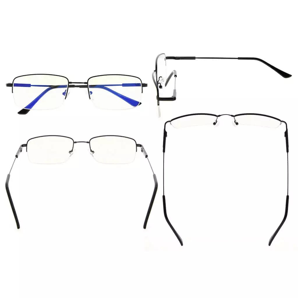 Half-rim Titanium Blue Light Blocking Reading Glasses Men Spring Hinges