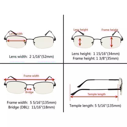 Half-Rim Titanium Blue Light Blocking Glasses Men Women