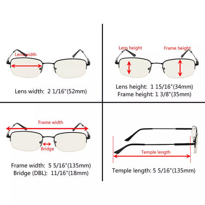 Half-Rim Titanium Blue Light Blocking Glasses Men Women