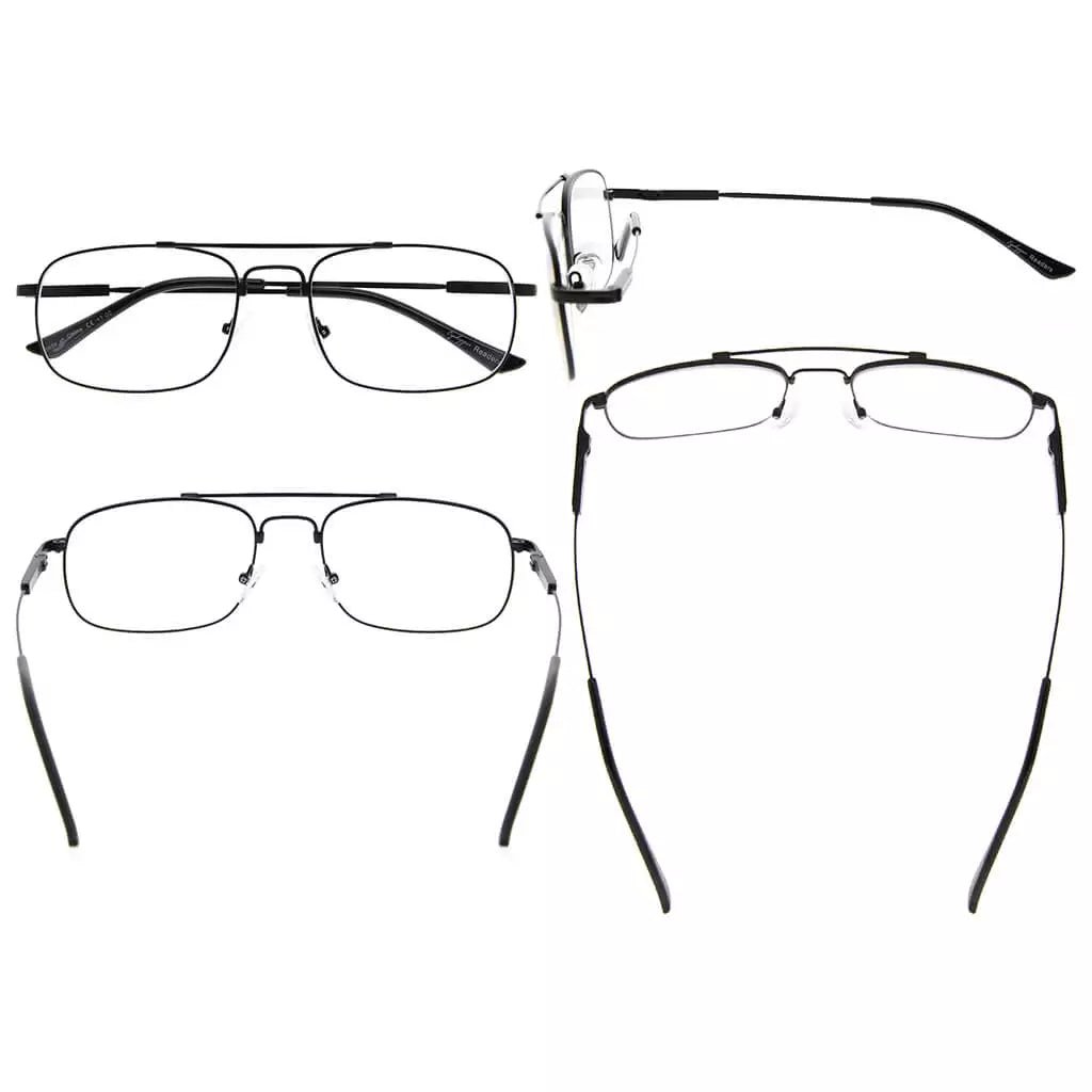 Pilot Wirerim Titanium Blue Light Blocking Reading Glasses Men Spring Hinges