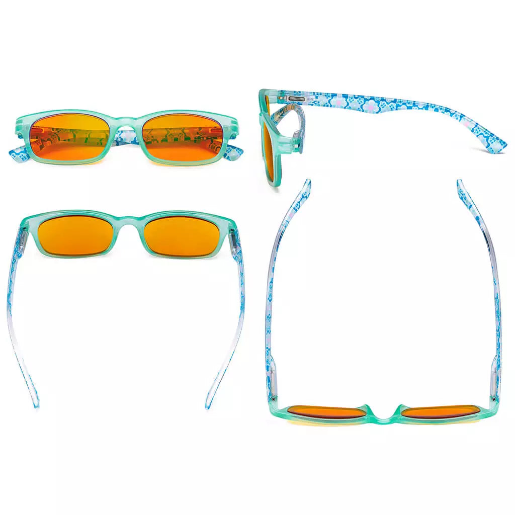 Pattern Design Orange Tinted Blue Light Blocking Reading Glasses Women