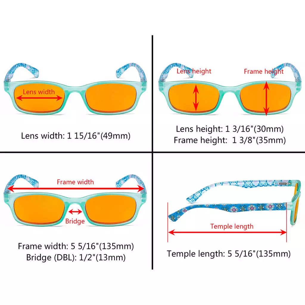 Pattern Design Orange Tinted Blue Light Blocking Reading Glasses Women