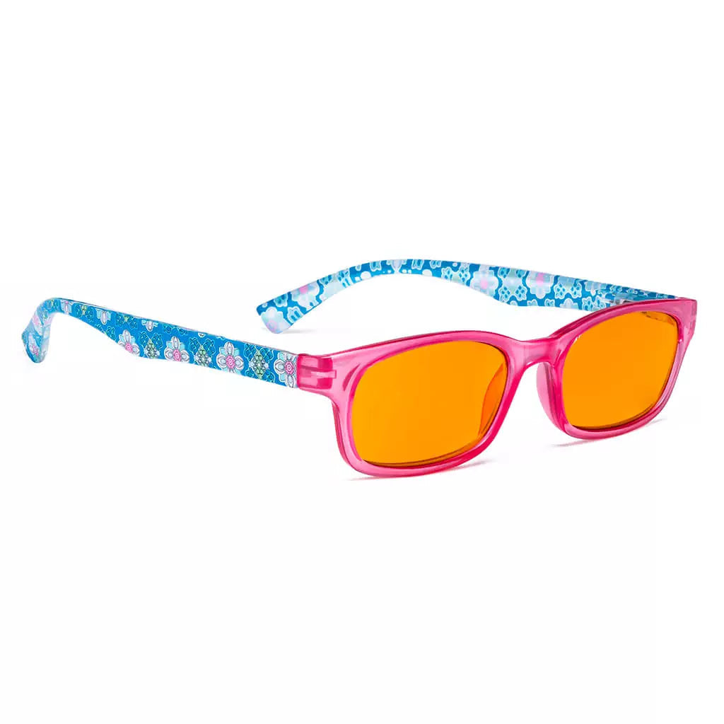 Pattern Design Orange Tinted Blue Light Blocking Reading Glasses Women