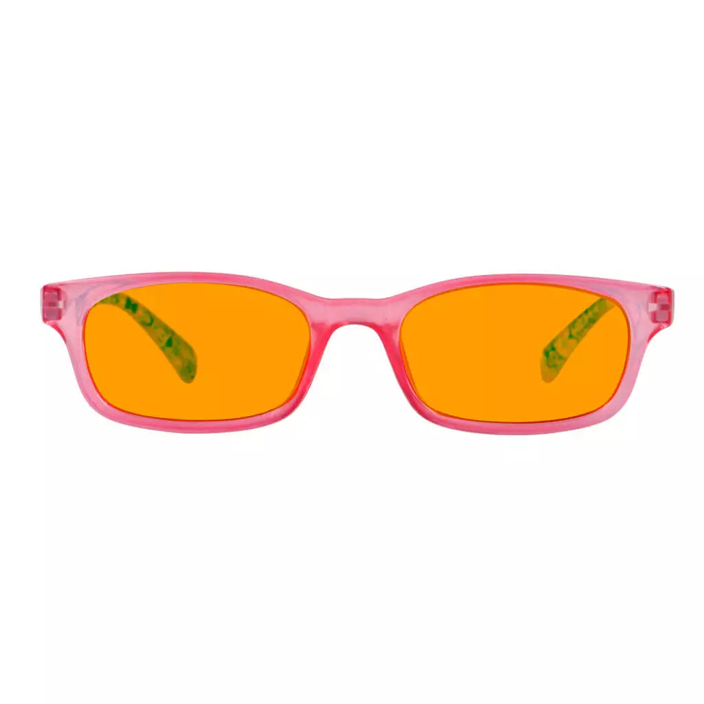 Pattern Design Orange Tinted Blue Light Blocking Reading Glasses Women
