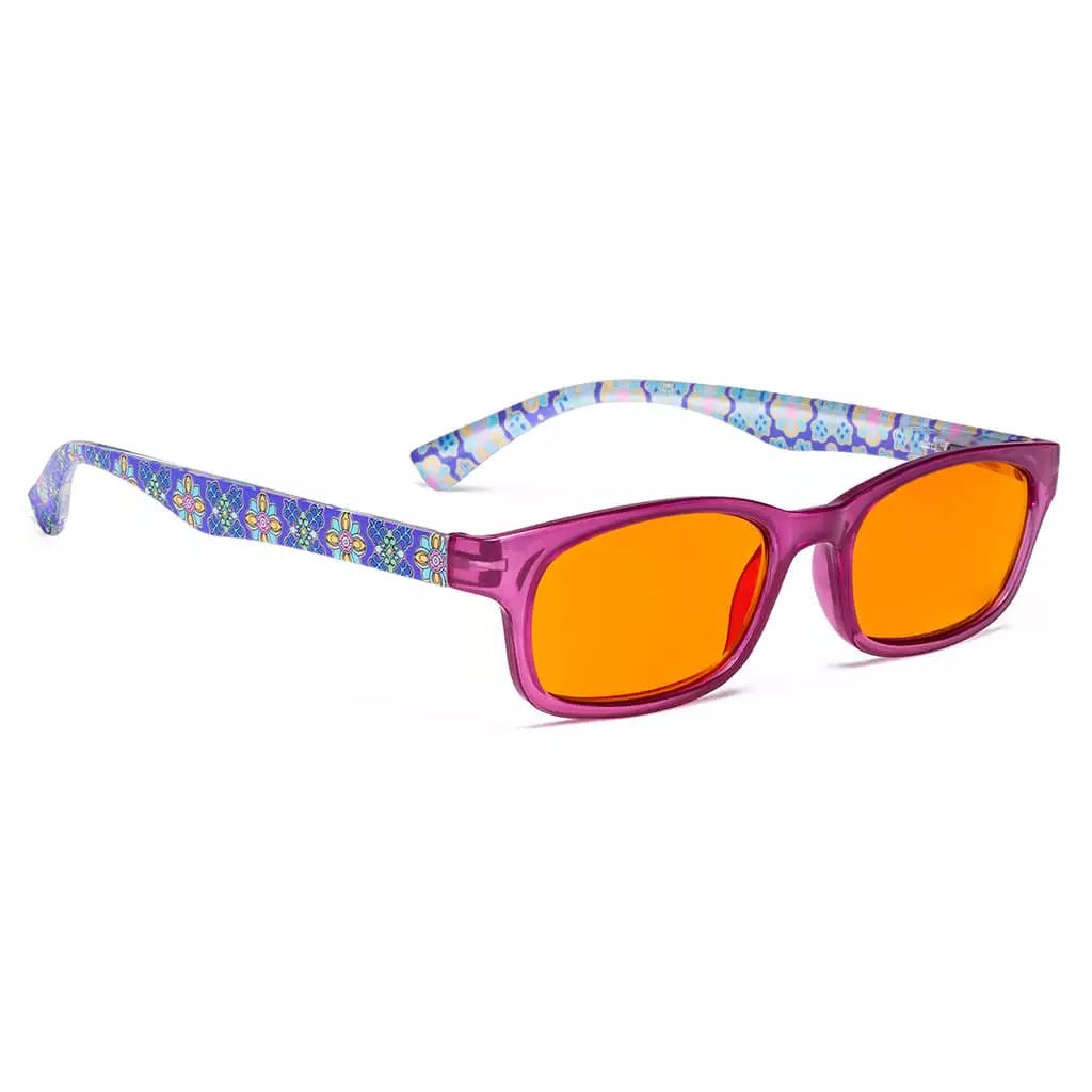 Pattern Design Orange Tinted Blue Light Blocking Glasses Women