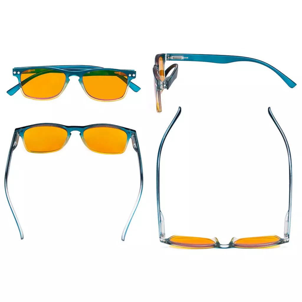 Stylish Orange Tinted Blue Light Blocking Reading Glasses Women Men
