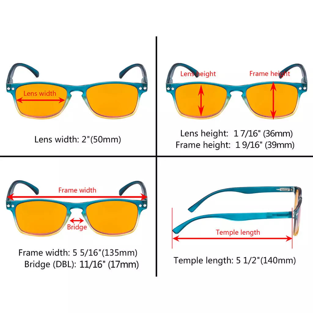 Stylish Orange Tinted Blue Light Blocking Glasses Women Men