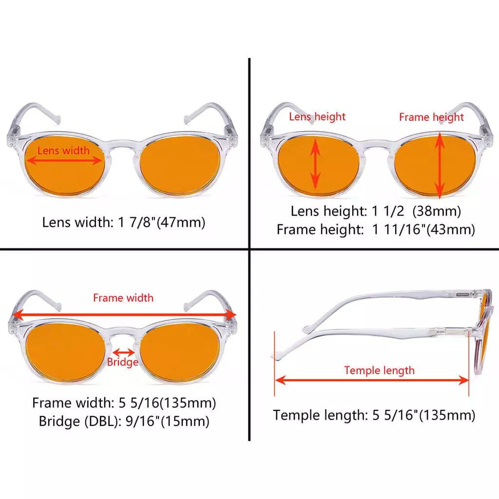 Oval Orange Tinted Blue Light Blocking Reading Glasses Women