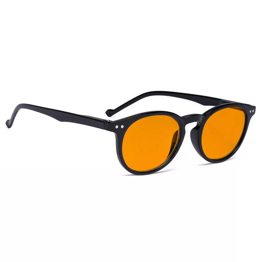 Oval Orange Tinted Blue Light Blocking Reading Glasses Women