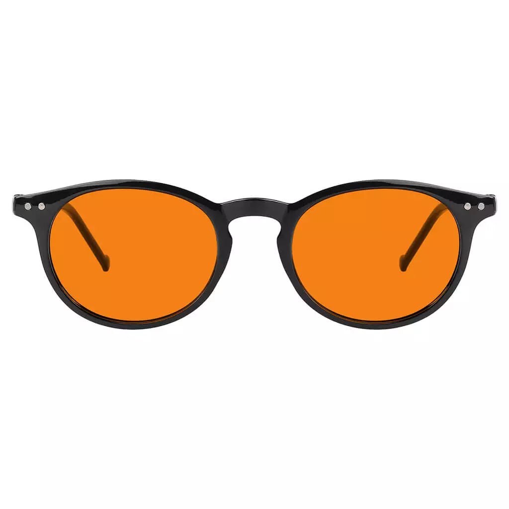 Oval Orange Tinted Blue Light Blocking Reading Glasses Women