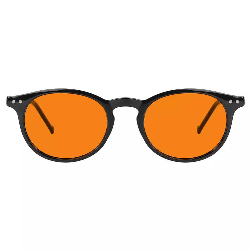 Oval Orange Tinted Blue Light Blocking Reading Glasses Women