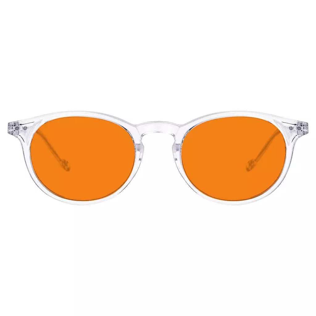 Oval Orange Tinted Blue Light Blocking Reading Glasses Women