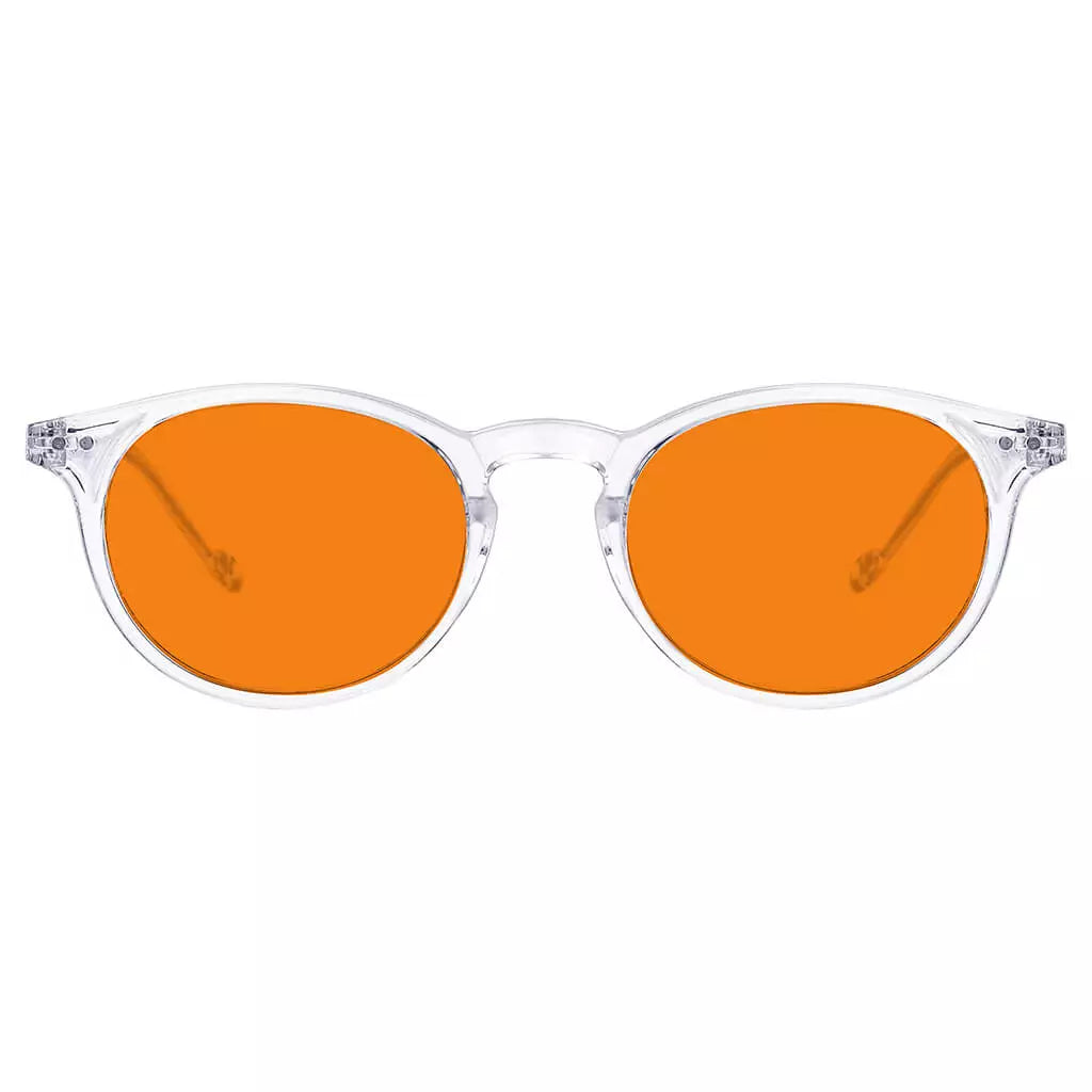 Oval Orange Tinted Blue Light Blocking Reading Glasses Women