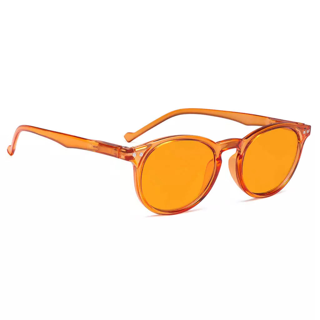 Oval Orange Tinted Blue Light Blocking Reading Glasses Women