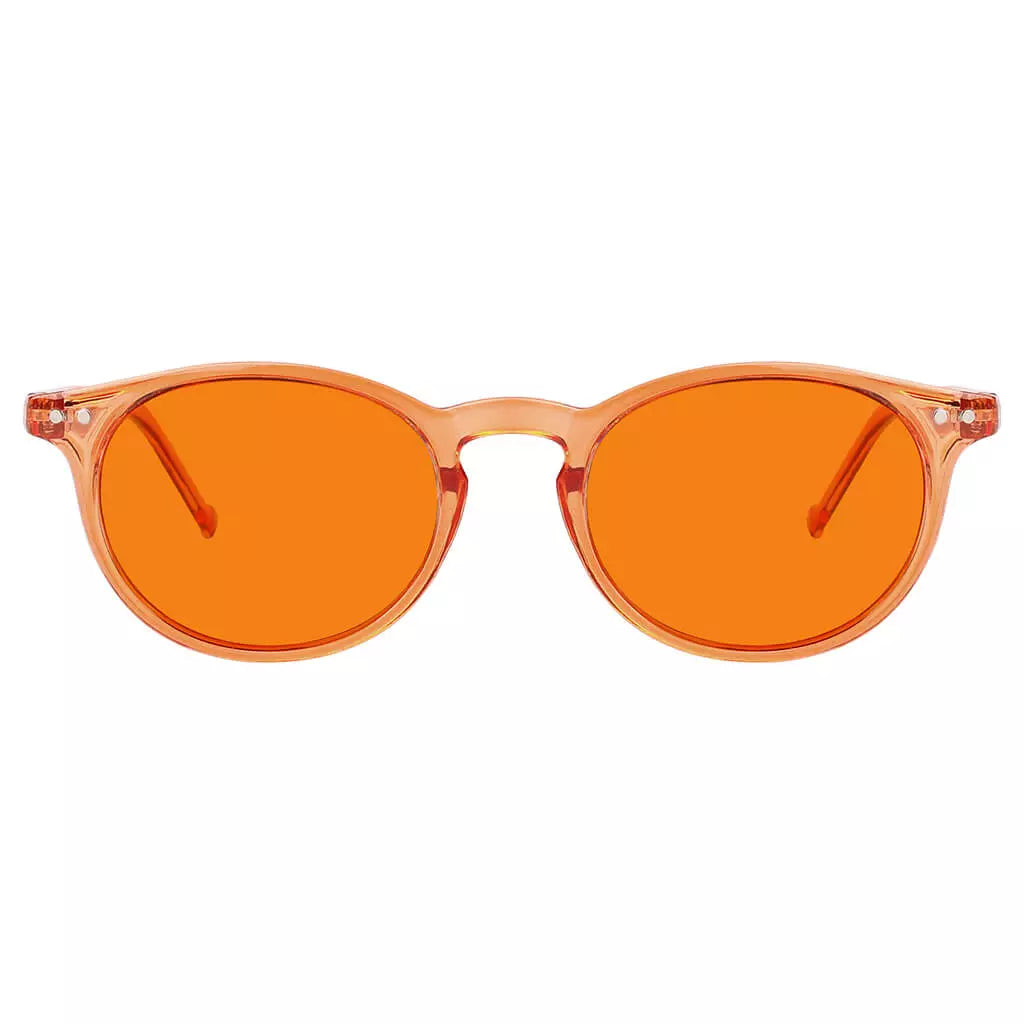 Oval Orange Tinted Blue Light Blocking Reading Glasses Women