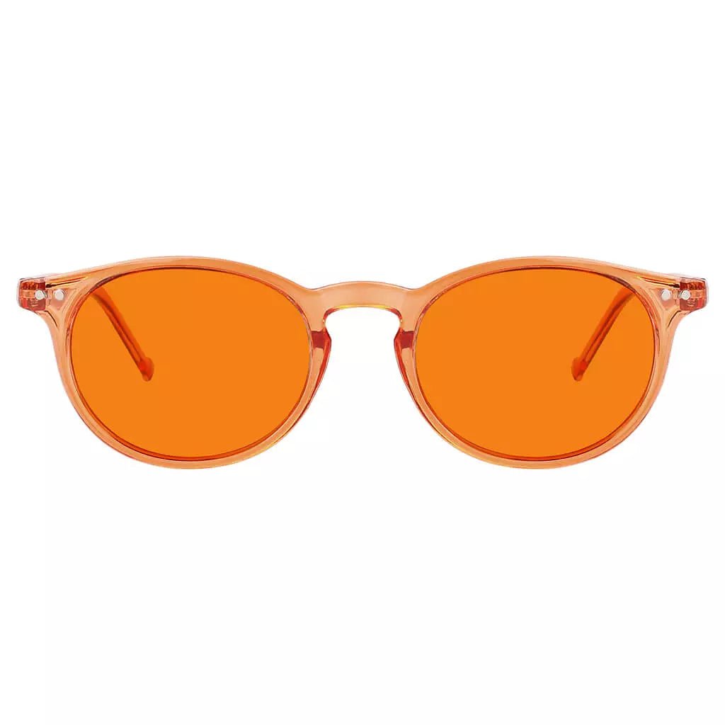 Oval Orange Tinted Blue Light Blocking Reading Glasses Women