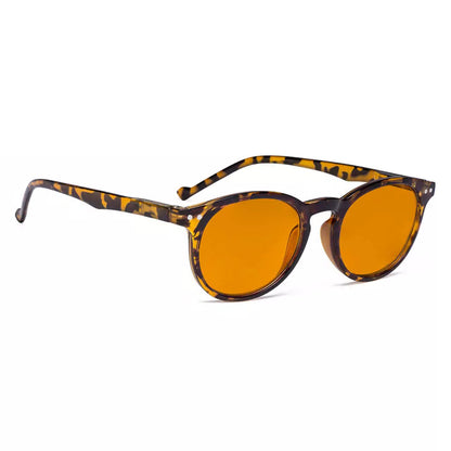 Oval Orange Tinted Blue Light Blocking Reading Glasses Women