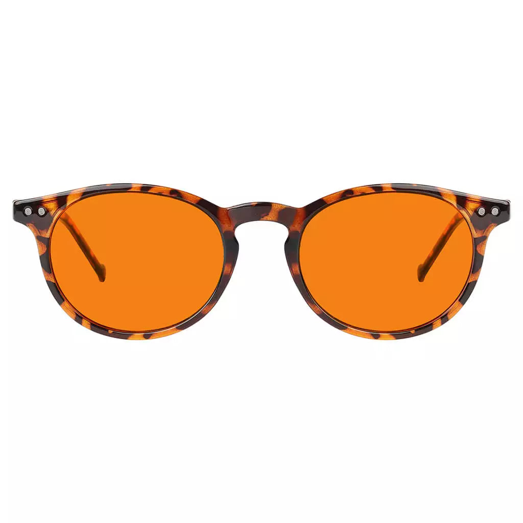 Oval Orange Tinted Blue Light Blocking Reading Glasses Women