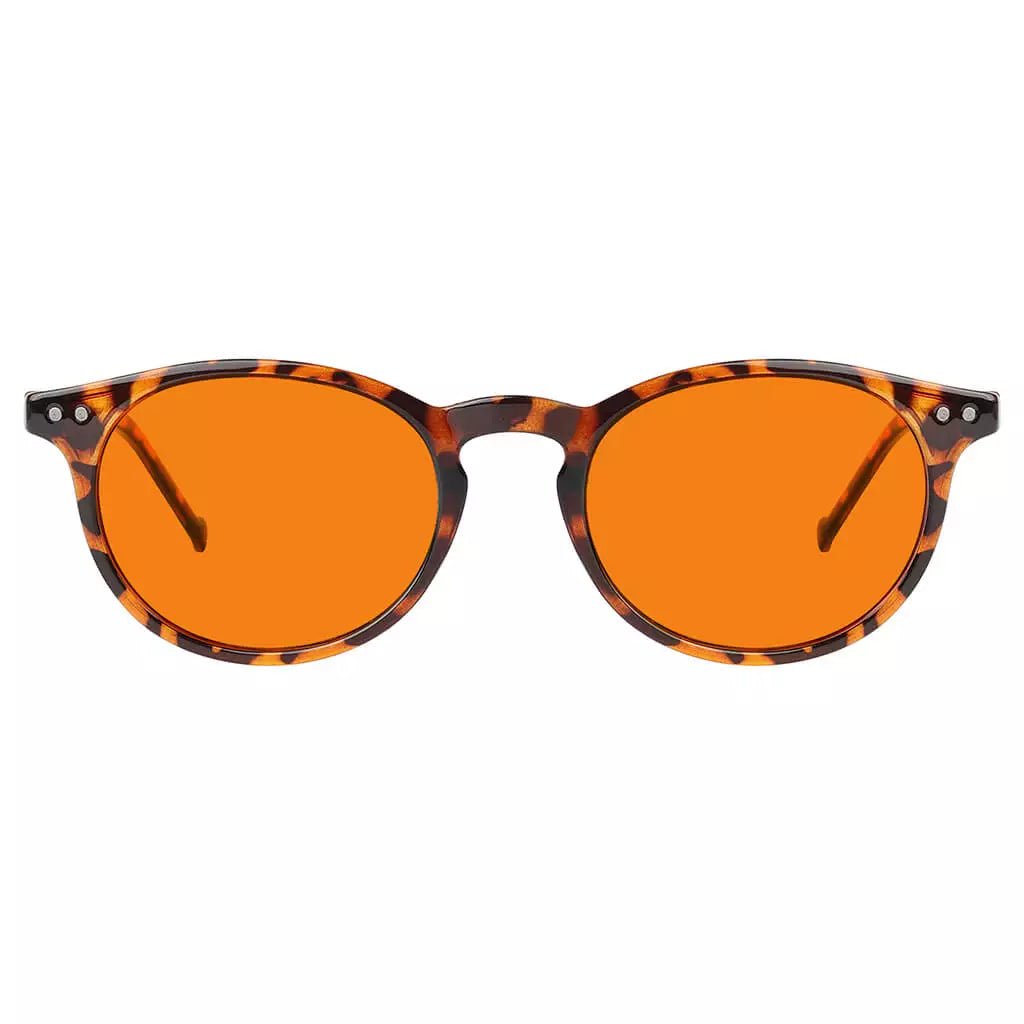 Oval Orange Tinted Blue Light Blocking Reading Glasses Women