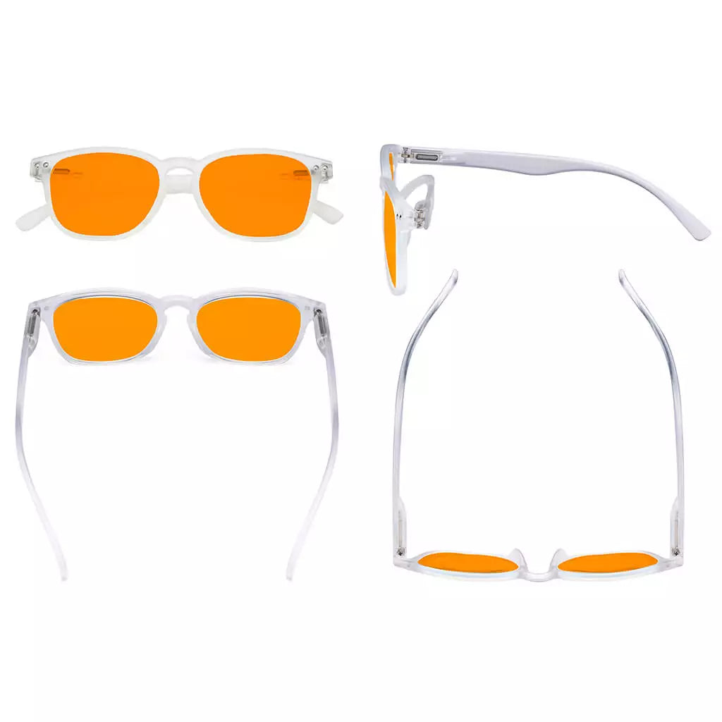 Retro Orange Tinted Blue Light Blocking Reading Glasses Women Men