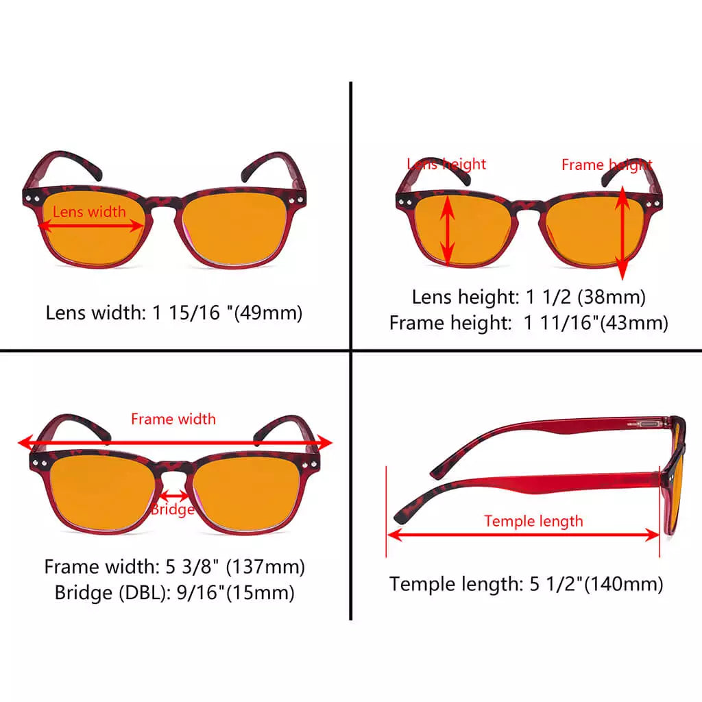 Retro Orange Tinted Blue Light Blocking Reading Glasses Women Men