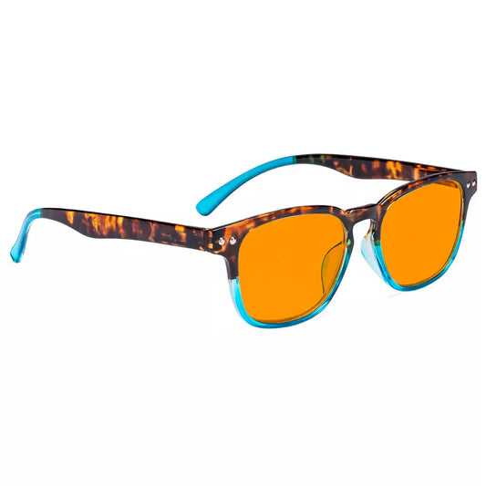 Rectangle Orange Tinted Blue Light Blocking Glasses Women