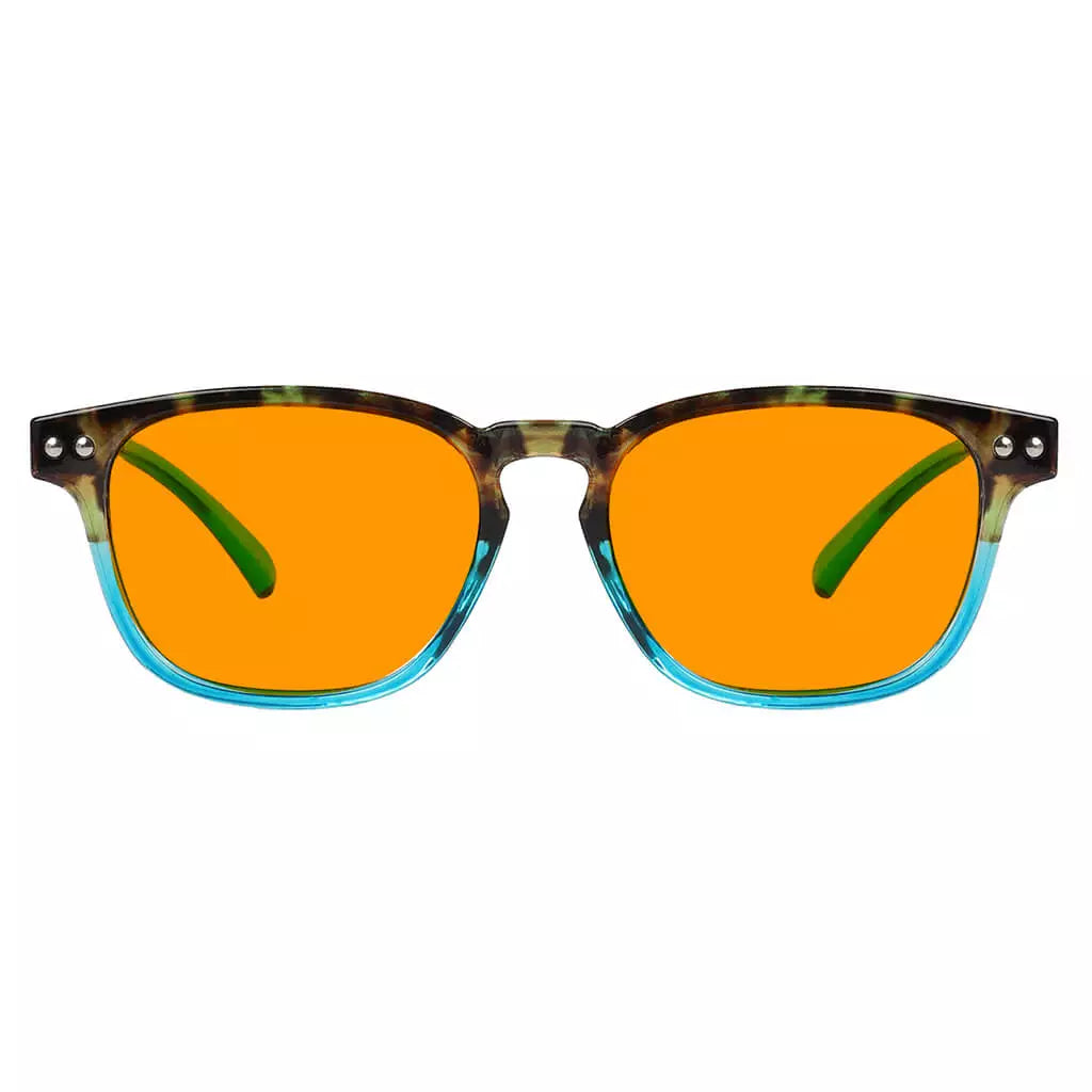 Rectangle Orange Tinted Blue Light Blocking Glasses Women