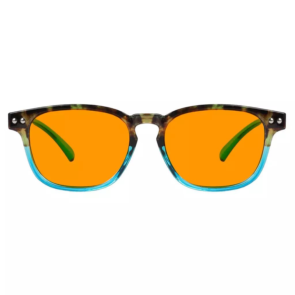Rectangle Orange Tinted Blue Light Blocking Glasses Women
