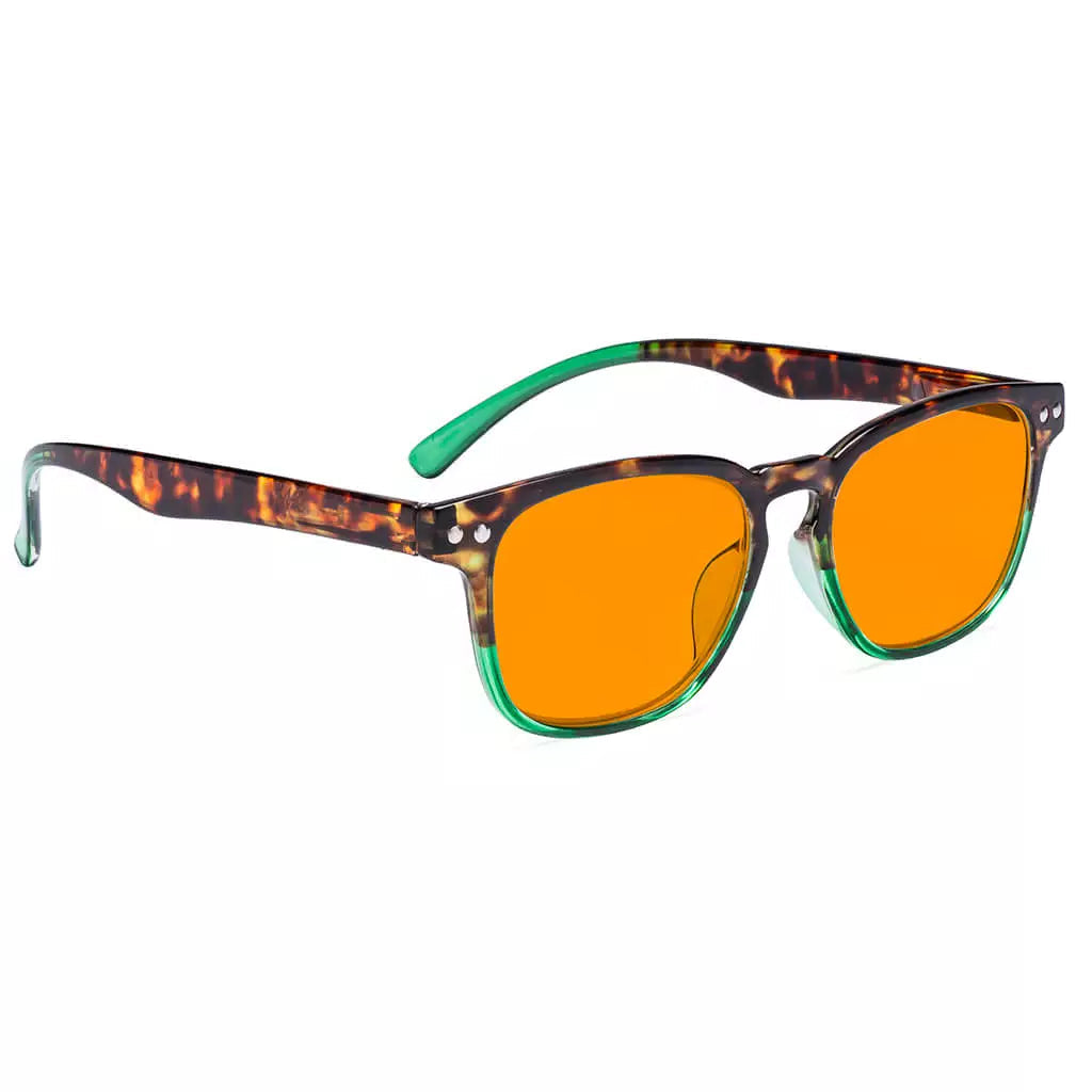 Rectangle Orange Tinted Blue Light Blocking Glasses Women