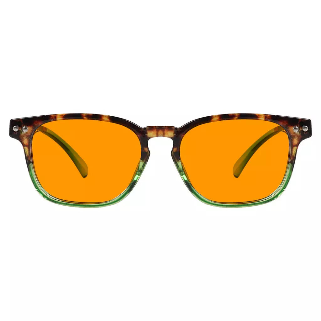 Rectangle Orange Tinted Blue Light Blocking Reading Glasses Women