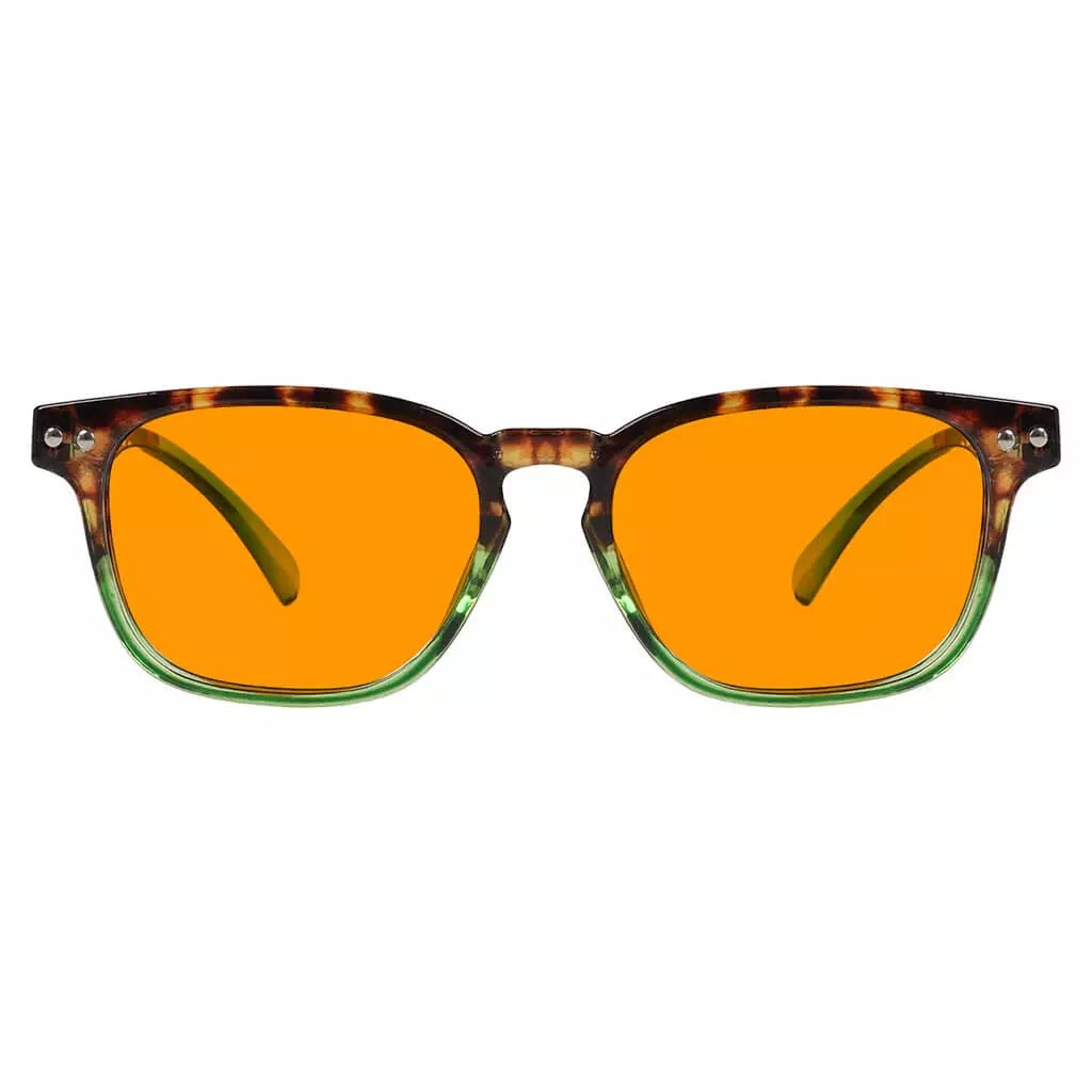 Rectangle Orange Tinted Blue Light Blocking Reading Glasses Women