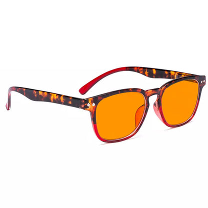 Rectangle Orange Tinted Blue Light Blocking Glasses Women
