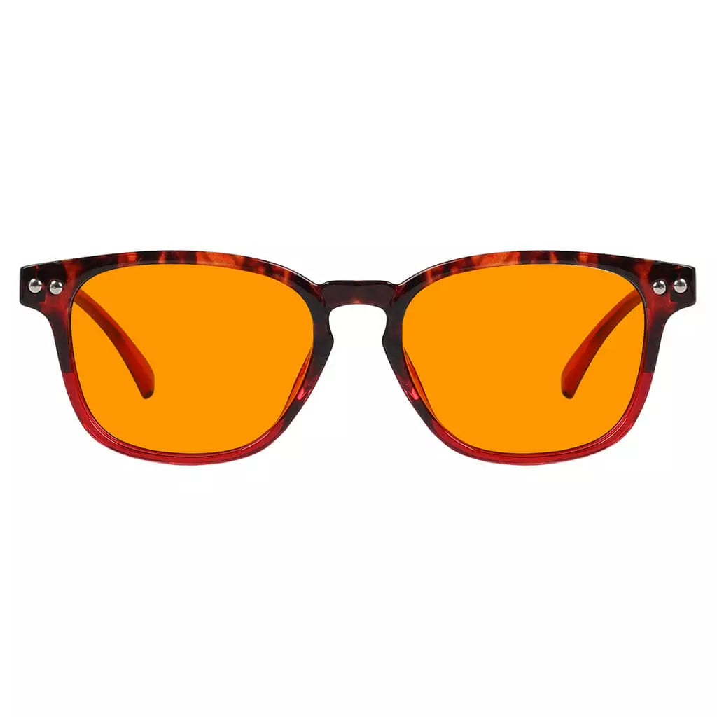 Rectangle Orange Tinted Blue Light Blocking Reading Glasses Women