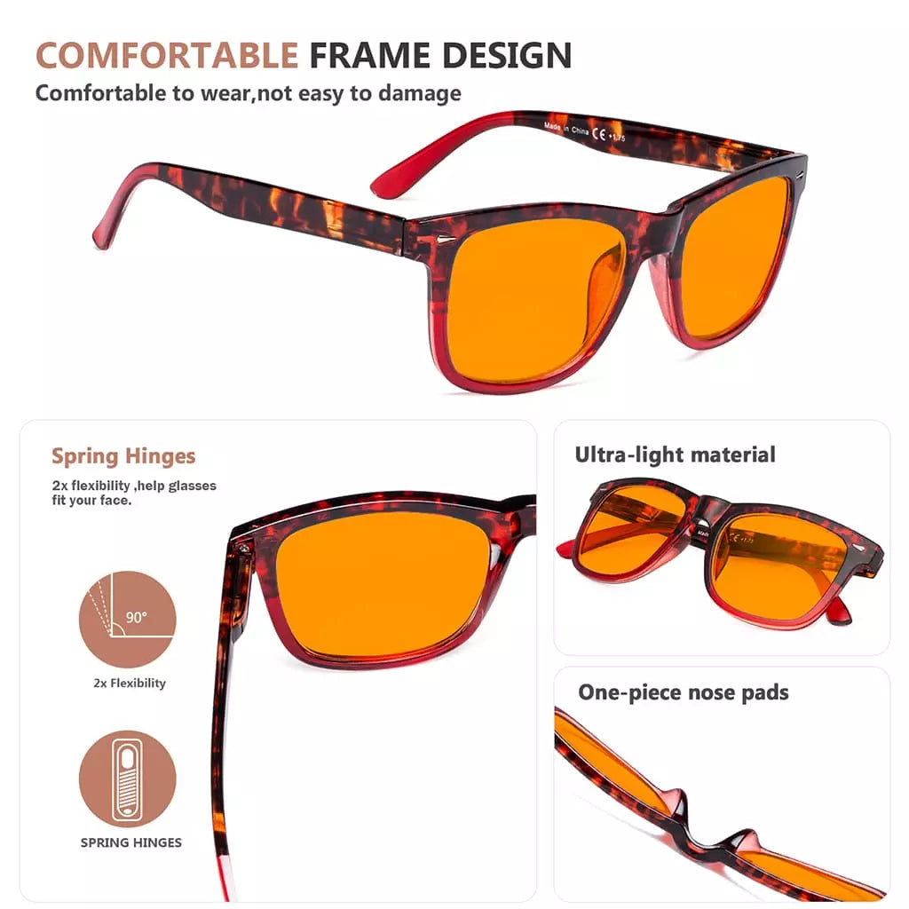 Orange Tinted Blue Light Blocking Glasses Women Men