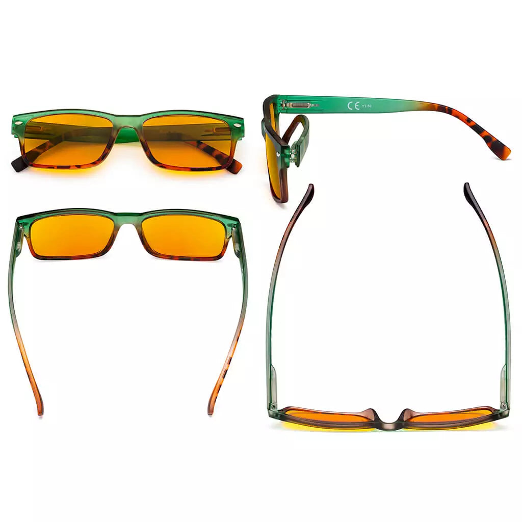 Fashion Orange Tinted Blue Light Blocking Reading Glasses Women