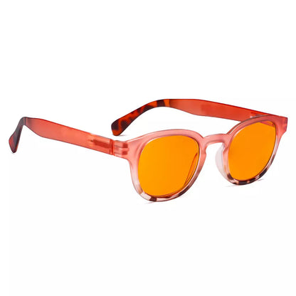 Elegant Orange Tinted Blue Light Blocking Reading Glasses Women