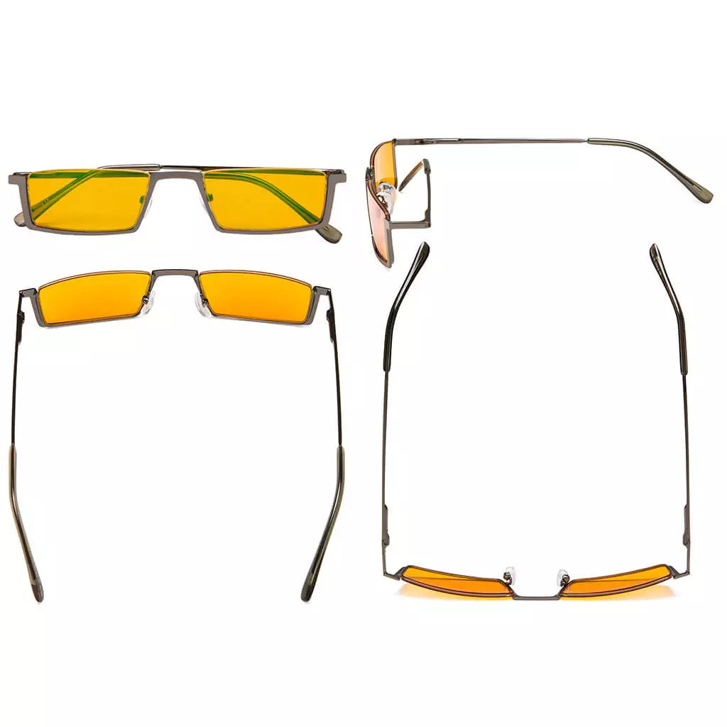 Half-Rim Orange Tinted Blue Light Blocking Reading Glasses Women Men