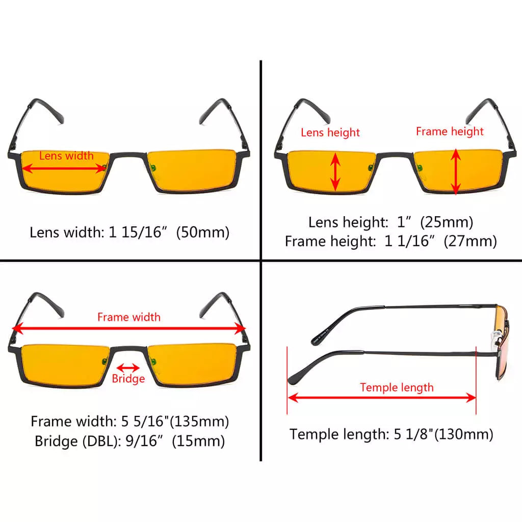 Half-Rim Orange Tinted Blue Light Blocking Reading Glasses Women Men