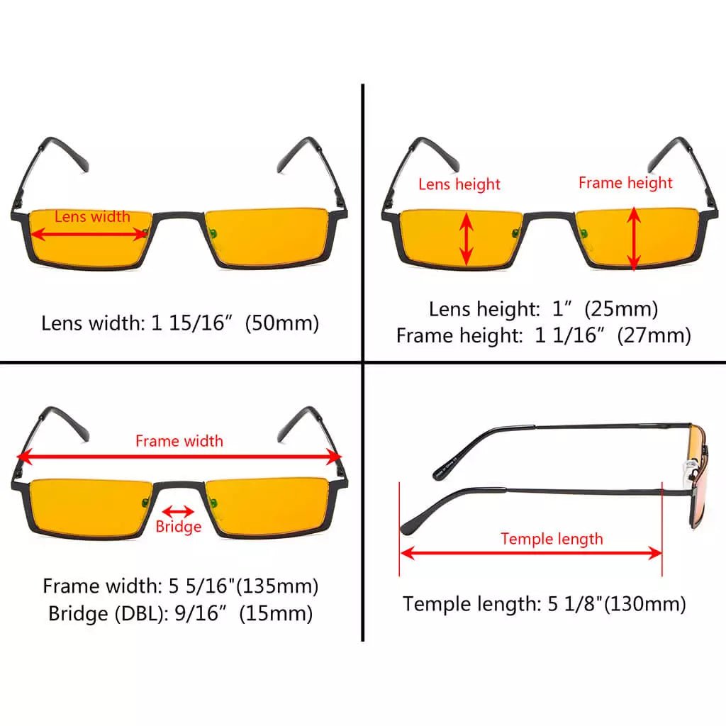 Half-Rim Orange Tinted Blue Light Blocking Reading Glasses Women Men