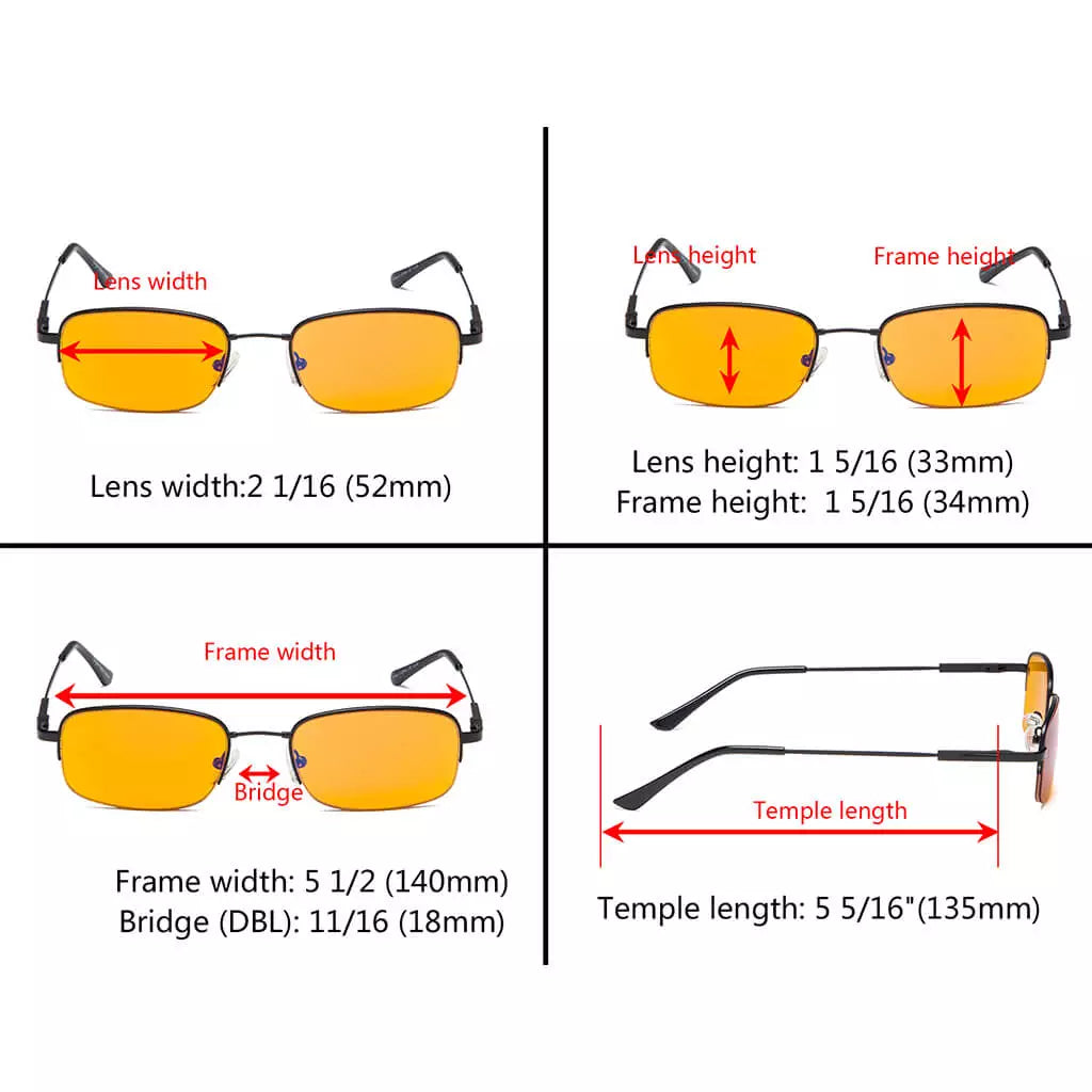 Semi-Rimless Metal Blue Light Blocking Glasses Women Men