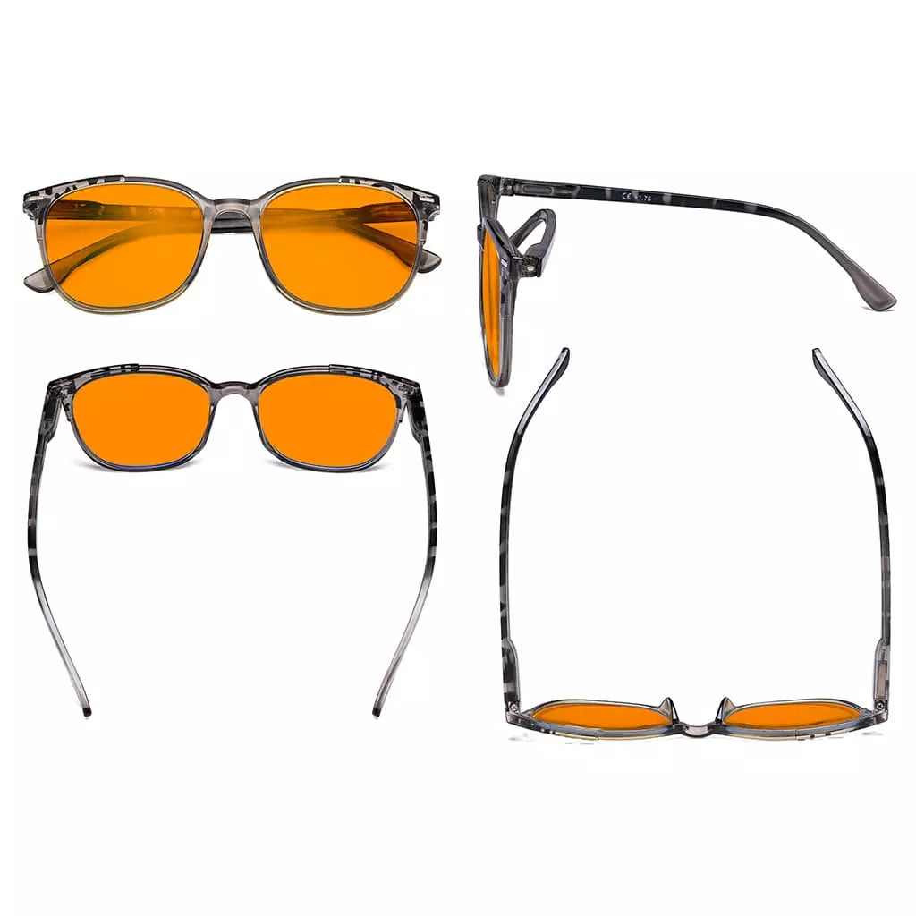 Patterned Orange Tinted Blue Light Blocking Glasses Men Women
