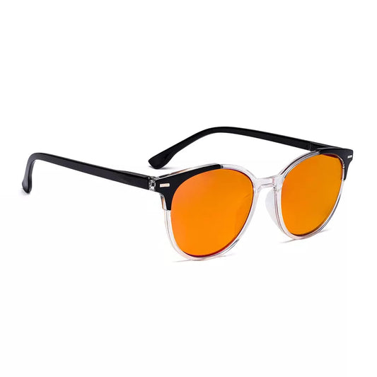 Round Orange Tinted Blue Light Blocking Glasses Women Men