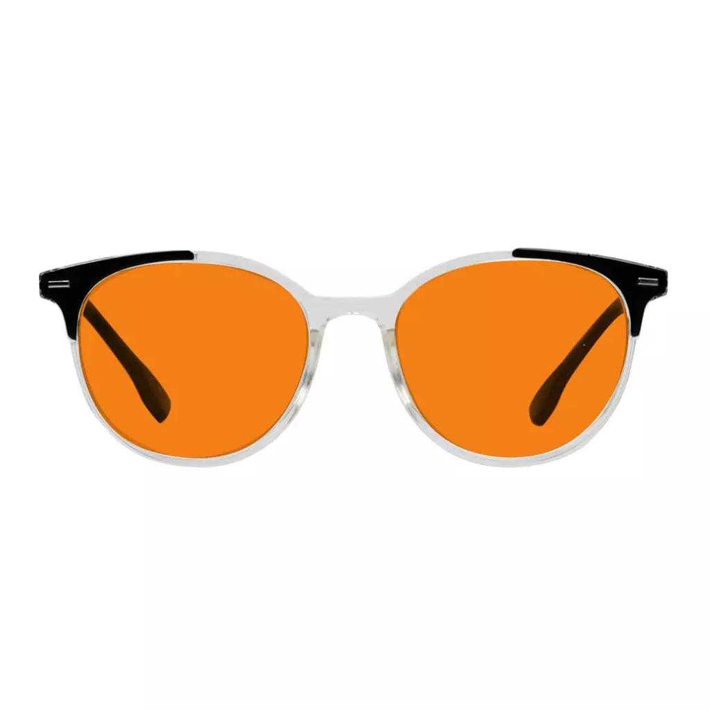 Round Orange Tinted Blue Light Blocking Glasses Women Men