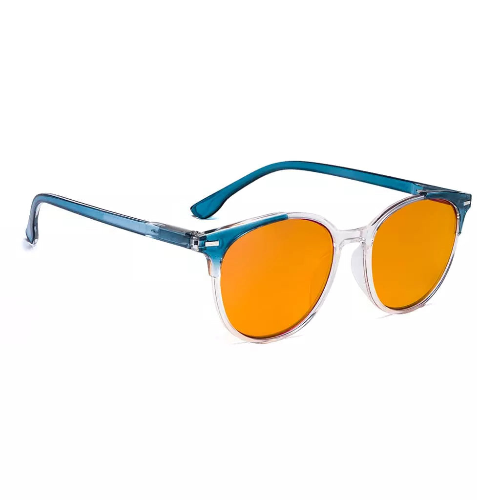 Round Orange Tinted Blue Light Blocking Glasses Women Men