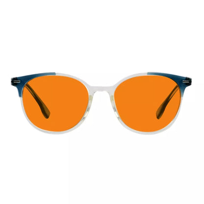 Round Orange Tinted Blue Light Blocking Glasses Women Men